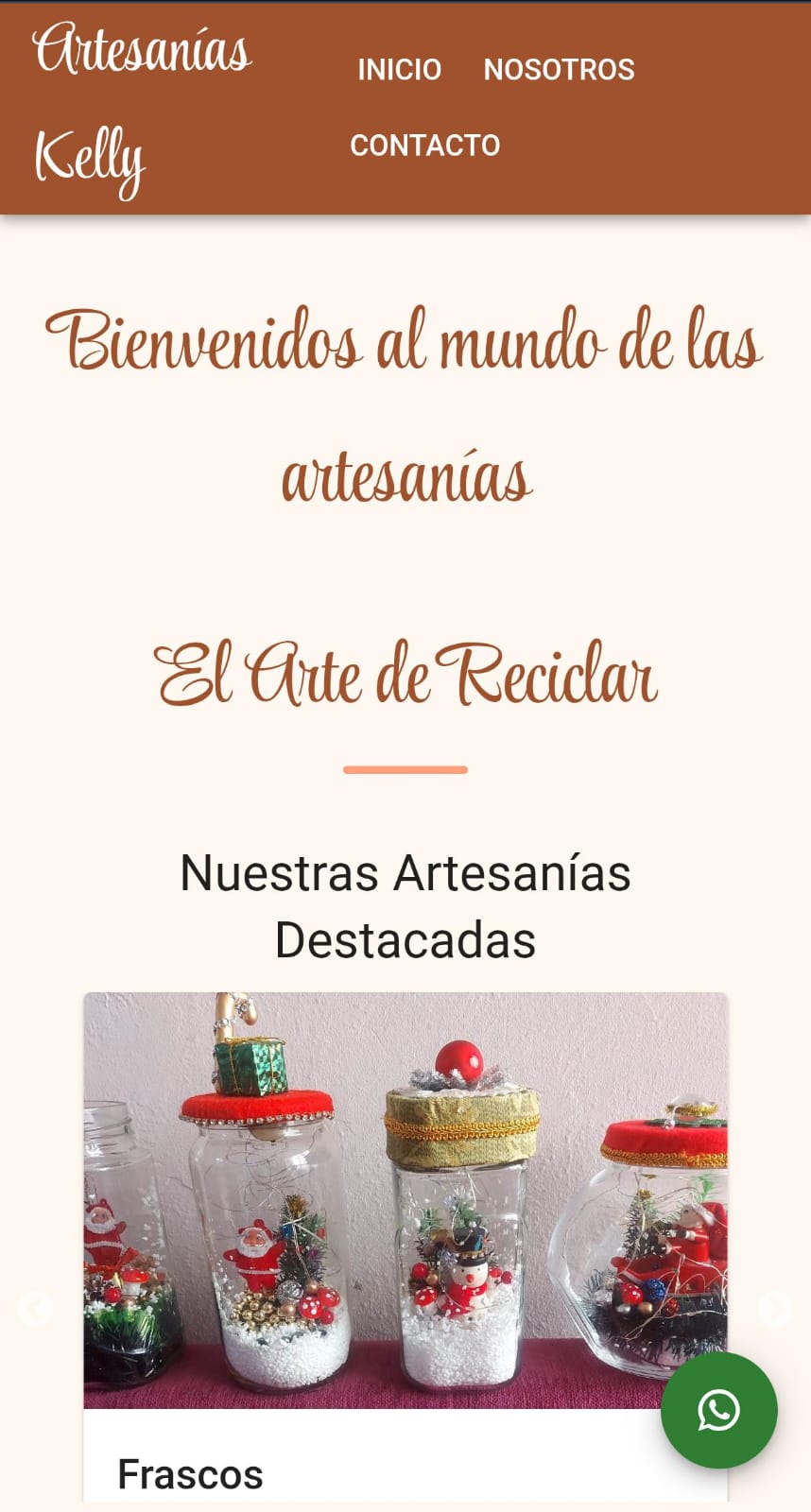 Captura del sitio web de Artesanías Kelly en celular