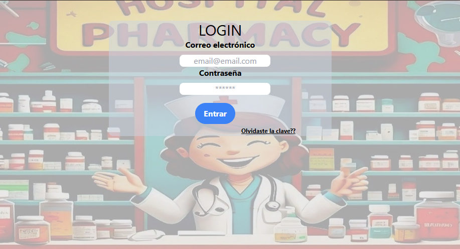 Pantalla de inicio de Siscofar 2.0, sistema de farmacia hospitalaria